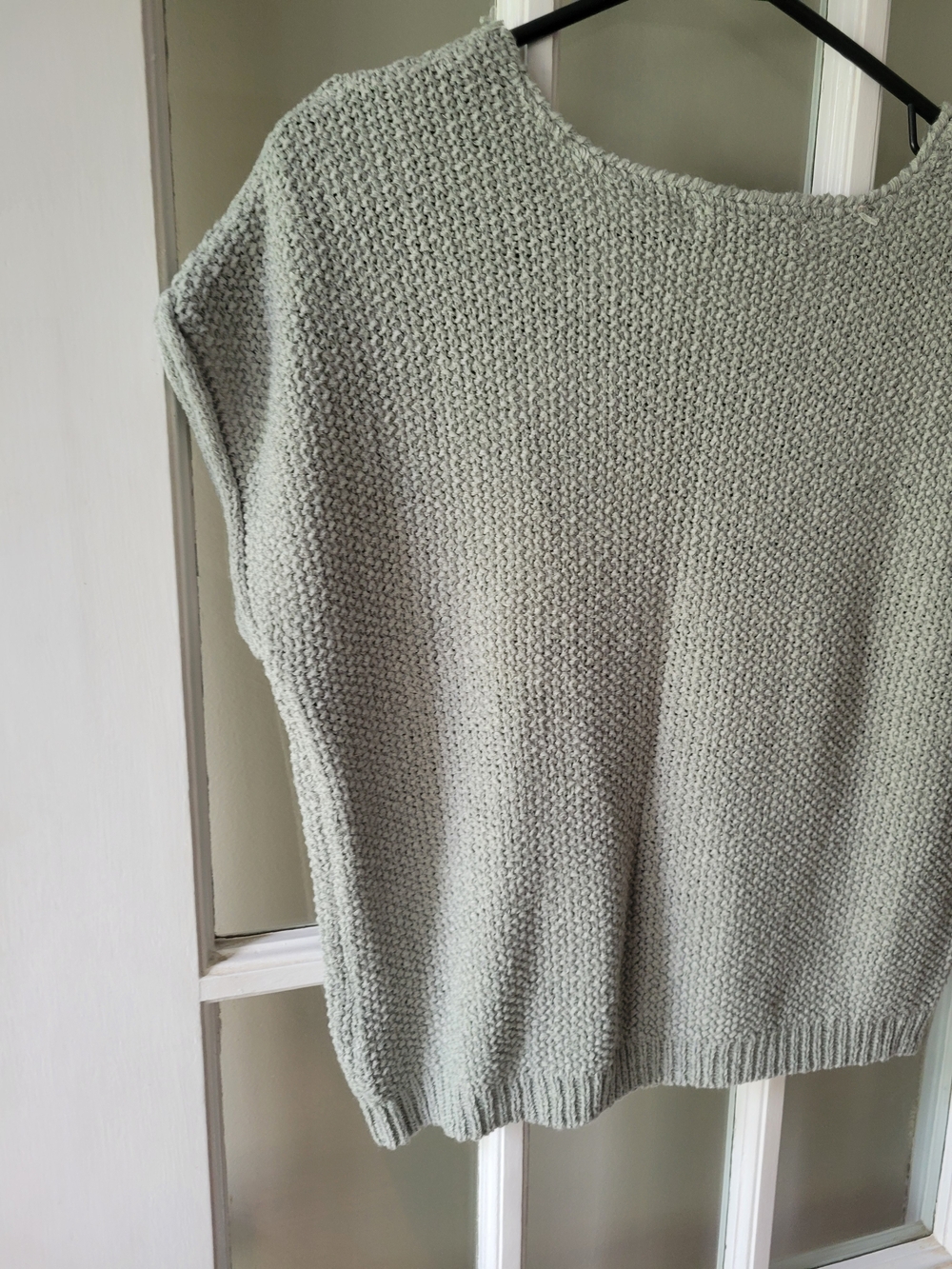 Moon & Madison short sleeve sweater cropped textured knit Sage Green Sz Small - Picture 9 of 13